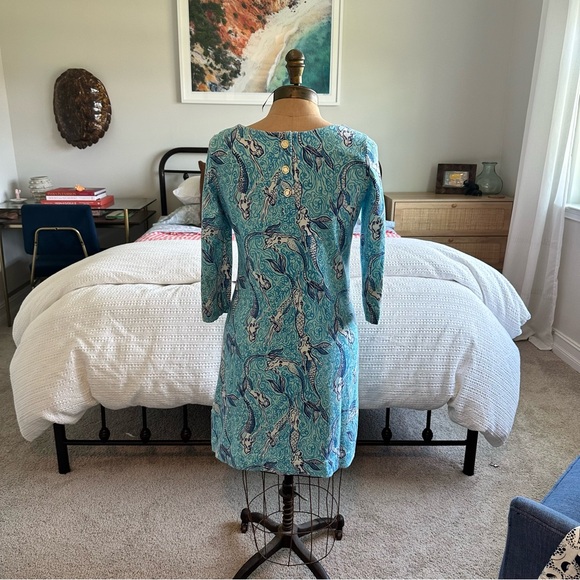 LILLY PULITZER CHARLENE NICE TAIL SPA BLUE MERMAID COTTON STRETCH SHIFT DRESS - Picture 2 of 7